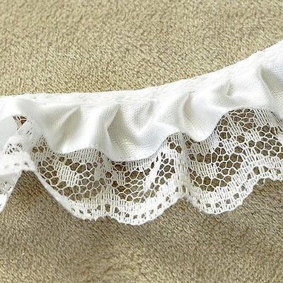 Ruffled Lace White Trim 1 Yard DIY Wedding Clothing- Le Petit Pain