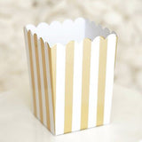10 Gold and White Stripes Popcorn Favor Boxes Bridal Baby Shower to Pop - le petit pain