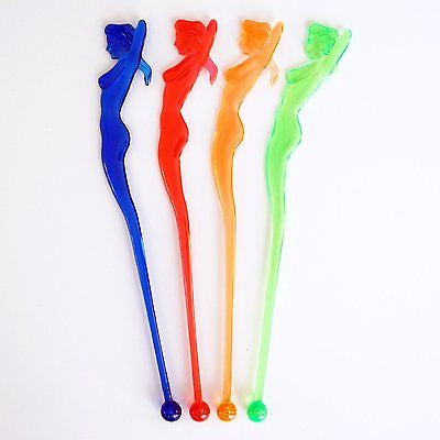 8 Ms Nude Cocktail Drink Stir Swizzle Stick Stirrers Bachelor Party Sexy Rainbow - le petit pain