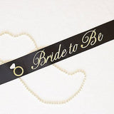 Black and Gold Glitter Bride to Be Bachelorette Sash with Crystal Pin Wedding Party Ribbon- Le Petit Pain