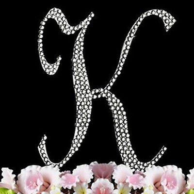 Silver Letter Initial K Birthday Crystal Rhinestone Cake Topper K Party Monogram- Le Petit Pain