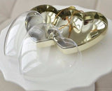 Plastic Gold Chrome Double Heart Container Ornament Favor Fillable- Le Petit Pain