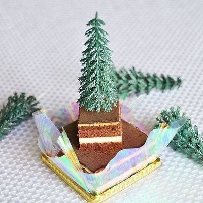 12 Pine Tree Pick Christmas Evergreen Tree Pick Cake or Cupcake Topper