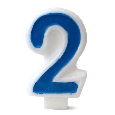 Blue Numeral 2 Number Candle White Premium Birthday Candle- Le Petit Pain