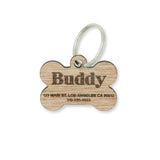 Custom Personalized Wood Pet Name Address Identification Dog Tag Engraved Dog Bone Collar- Le Petit Pain