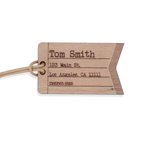 Custom Leather and Wood Luggage Tag Suitcase Travel Identification Tag- Le Petit Pain