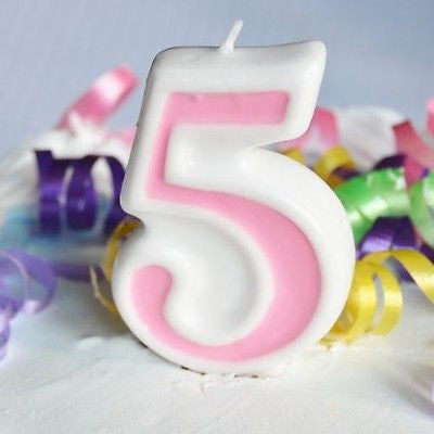 Pink 5 Number Candle White Premium Birthday Candle- Le Petit Pain