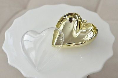 Plastic Heart Shaped Container  Clear with Gold Chrome Favor Box Gift Jewelry Box- Le Petit Pain