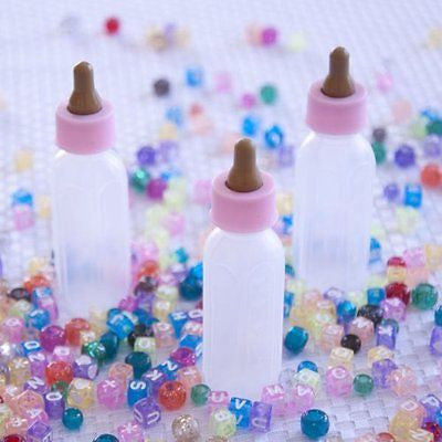 20 Mini Pink Baby Bottles 3.5" Baby Shower Favors, Birthday Shower Games - le petit pain