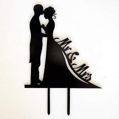 Mr and Mrs Silhouette Black Bride and Groom Wedding Cake Topper Laser Cut- Le Petit Pain