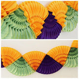 12 FT Double Paper Fan Mardi Gras Party Banner Garland Purple Orange Green New Orleans - le petit pain