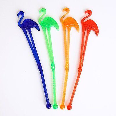 8 Flamingo Tropical Cocktail Drink Stir Stirrers Beach Theme Party Decor - le petit pain