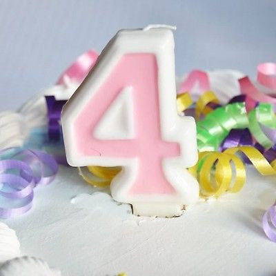 Pink 4 Number Candle White Premium Birthday Candle- Le Petit Pain