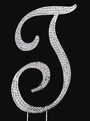 Silver Letter Initial T Birthday Crystal Rhinestone Cake Topper T Party Monogram- Le Petit Pain
