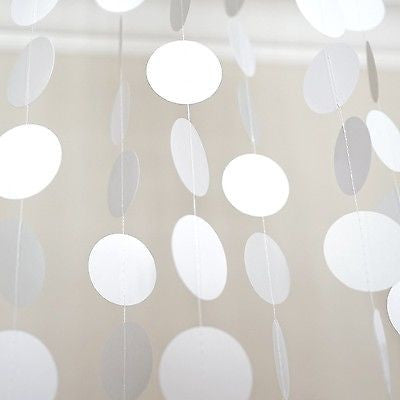 Circle Dots Paper Garland 10 Ft White and Light Gray- Le Petit Pain