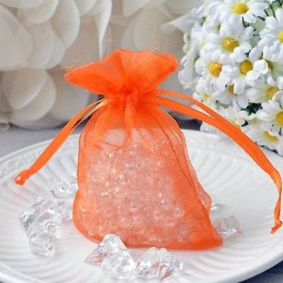 10 Orange Organza Favor Pouches 3"x4" Wedding Baby Shower Party Gift Bags - le petit pain