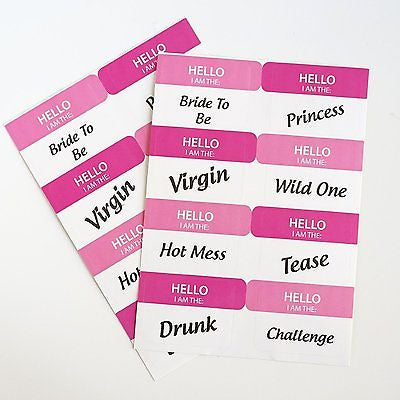 16 Bachelorette Party Novelty HELLO Stickers Bride to Be Party Favor - le petit pain