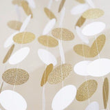 White and Gold Glitter Circle Polka Dots Paper Garland Banner 10 FT Banner- Le Petit Pain