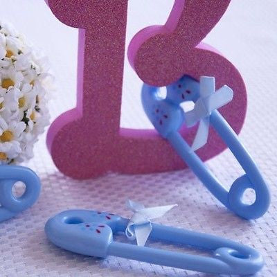 3 Giant Blue Plastic Safety Pin Favors Baby Shower Party Decorations DIY Craft - le petit pain