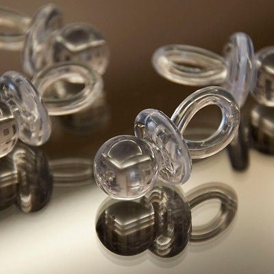8 Clear White Pacifiers 1 3/4" Plastic Favors Binky Baby Shower Game Favors - le petit pain