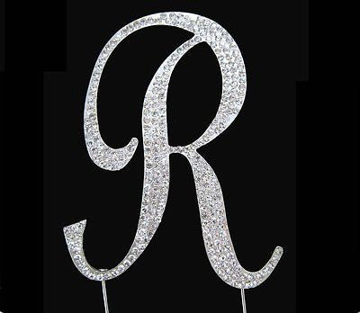 Silver Letter Initial R Birthday Crystal Rhinestone Cake Topper R Party Monogram- Le Petit Pain