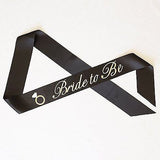 Black and Gold Glitter Bride to Be Bachelorette Sash with Crystal Pin Wedding Party Ribbon- Le Petit Pain