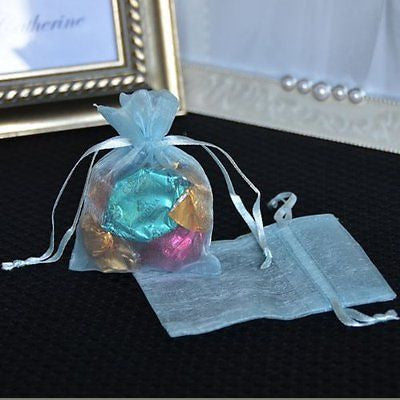 10 count Baby Blue Organza Favor Bags Pouches 3"x4" - le petit pain