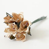 12 Paper Trumpet Flowers Bouquet Ivory Pink Beige Peach Lavender Crafts Wedding