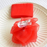 Red Rose Organza Bow and Ribbon Clip On Present Gift Bow Christmas Gift Wrap- Le Petit Pain