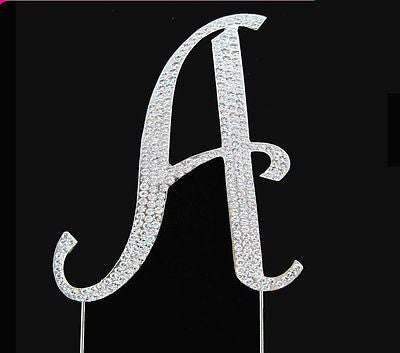 Silver Letter Initial A Birthday Crystal Rhinestone Cake Topper A Party Monogram- Le Petit Pain