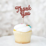 12 Glitter Thank You Celebrate Cupcake Picks Birthday Wedding Baby Shower Topper - le petit pain
