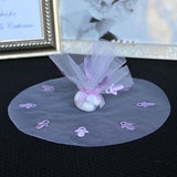 Lavender Round Tulle Gift Wrap with Pacifier 9" Favor Bag Baby Shower- Le Petit Pain