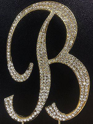 Gold Letter Initial B Birthday Crystal Rhinestone Cake Topper B Party Monogram- Le Petit Pain