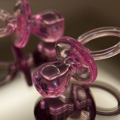 4 Large Clear Pink Plastic Pacifiers Baby Shower DIY Craft 3" - le petit pain