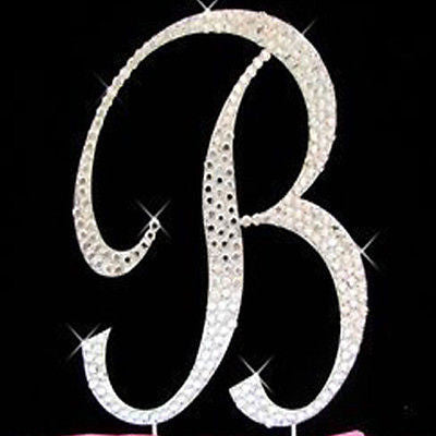 Silver Letter Initial B Birthday Crystal Rhinestone Cake Topper B Party Monogram- Le Petit Pain
