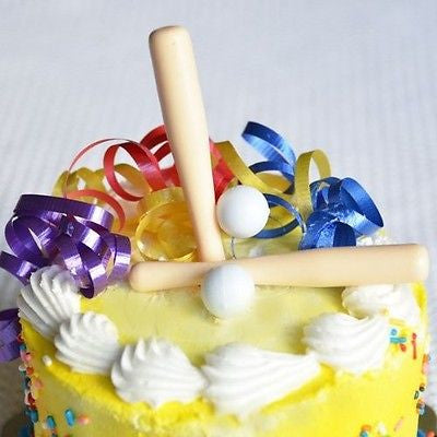 6 Baseball Bats and Balls Cake Topper Cupcake Decoration 3 sets - le petit pain