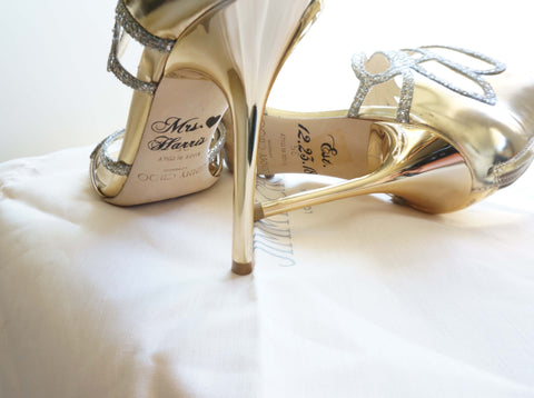 Custom Personalized Wedding Bridal Shoe Decal Name Date Heart Shoe Stickers- Le Petit Pain