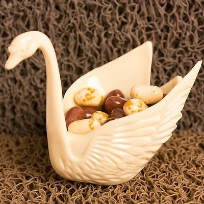 Set of 12 Beautiful Ivory Swan Wedding Favors Candy Dish Containers 3"- Le Petit Pain