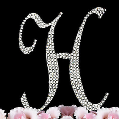 Silver Letter Initial H Birthday Crystal Rhinestone Cake Topper H Party Monogram- Le Petit Pain