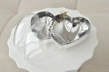 Plastic Silver Chrome Double Heart Container Ornament Favor Fillable- Le Petit Pain