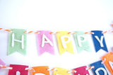 Rainbow Happy Birthday Banner Garland Birthday Cake Topper Party Decoration- Le Petit Pain