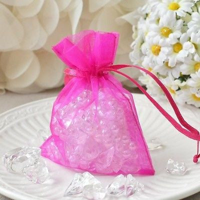 10 Hot Pink Organza Favor Pouches 3"x4" Wedding Baby Shower Party Gift Bags - le petit pain