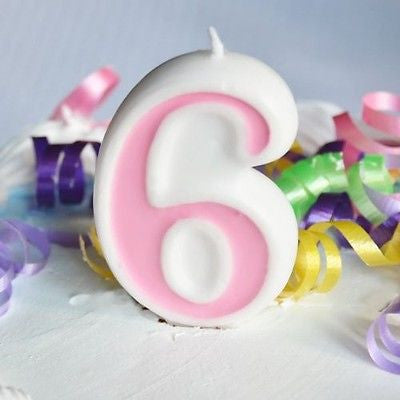 Pink 6 Number Candle White Premium Birthday Candle- Le Petit Pain