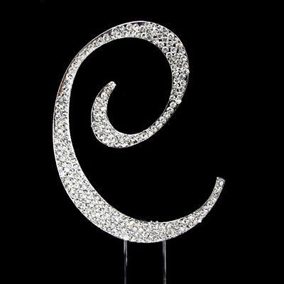 Silver Letter Initial C Birthday Crystal Rhinestone Cake Topper C Party Monogram- Le Petit Pain
