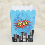 Superhero Popcorn Favor Boxes Batman Superman Theme Red & Blue- Le Petit Pain