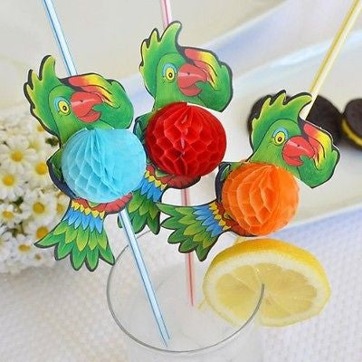 8 Jumbo Multi Color Parrot Tropical Straw 3D Honeycomb 13.5" - le petit pain