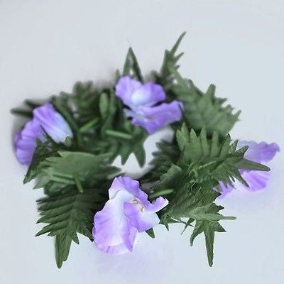 Premium Purple Flower Lei Festival Headband Boho Glad and Fern Crown- Le Petit Pain