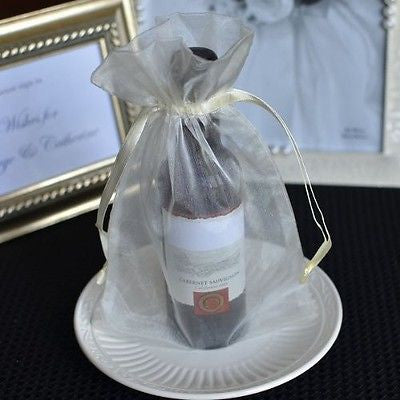 10 Large Ivory Organza Favor Pouches Gift Bags Wedding Birthday Baby Shower - le petit pain