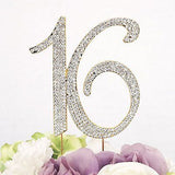 Sweet 16 Gold Crystal Rhinestone Cake Topper Birthday Party Favor Bling Decor- Le Petit Pain
