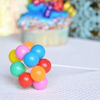 8 Clusters Rainbow Balloons Pick 7" Cake Topper 80x Up Balloons - le petit pain
